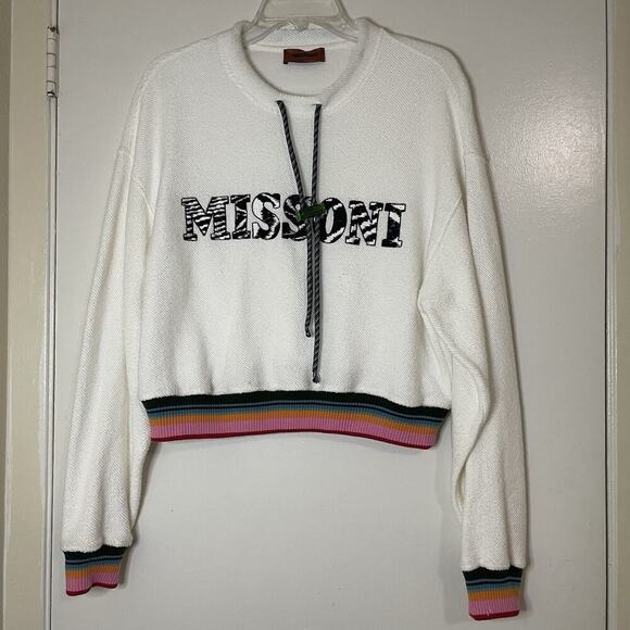 Missoni Sweaters - MISSONI cropped knit drawstring pullover sweatshirt size Medium